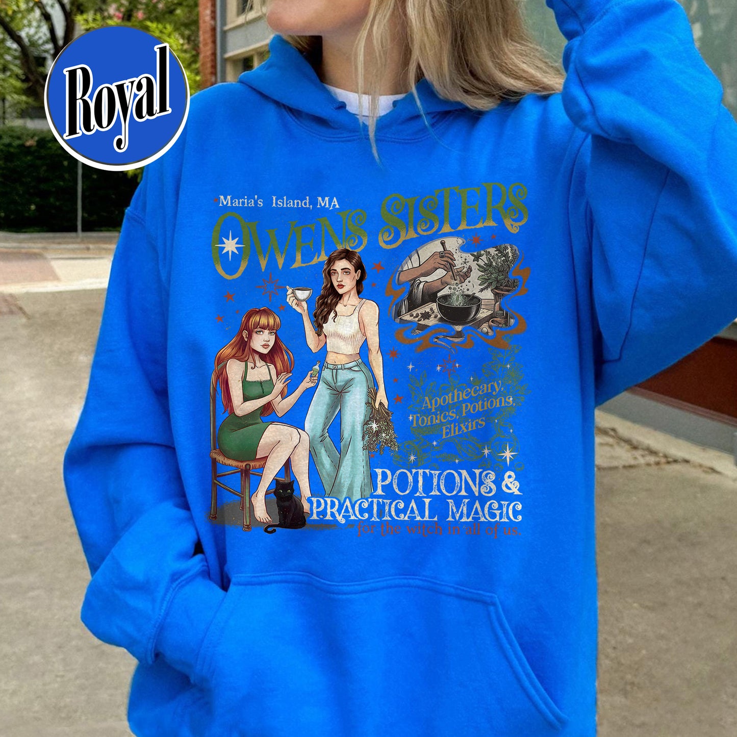 Salem Apothecary Halloween Hoodie, Owens Sisters Apothecary Witchy Hoodie