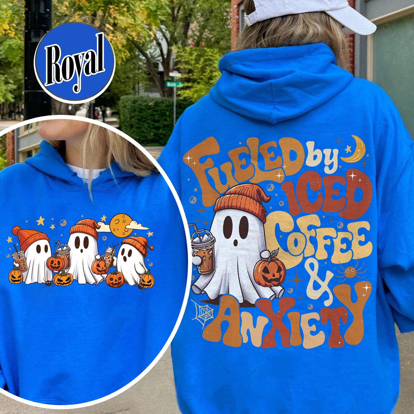 Halloween Ghost Iced Coffee Hoodie, Cute Ghost Drink Coffee Hoodie, Little Ghost Iced Coffee Hoodie