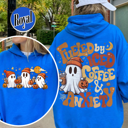 Halloween Ghost Iced Coffee Hoodie, Cute Ghost Drink Coffee Hoodie, Little Ghost Iced Coffee Hoodie