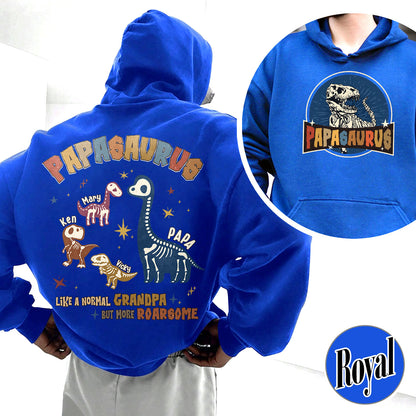 Papasaurus Hoodie, Custom Papasaurus Hoodie, Personalized Grandpasaurus Like a Normal Grandpa but More Roarsome Hoodie, Papa Hoodie, Fathers Day