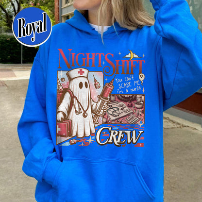 Halloween RN Hoodie, Night Shift Crew Ghost Hoodie, Registered Nurse Halloween Hoodie