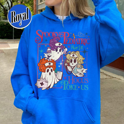 Halloween PEDs Nurse Hoodie, Hocus Poke Us Witch Nurse Hoodie, Spooky Pediatric Nurse Hoodie