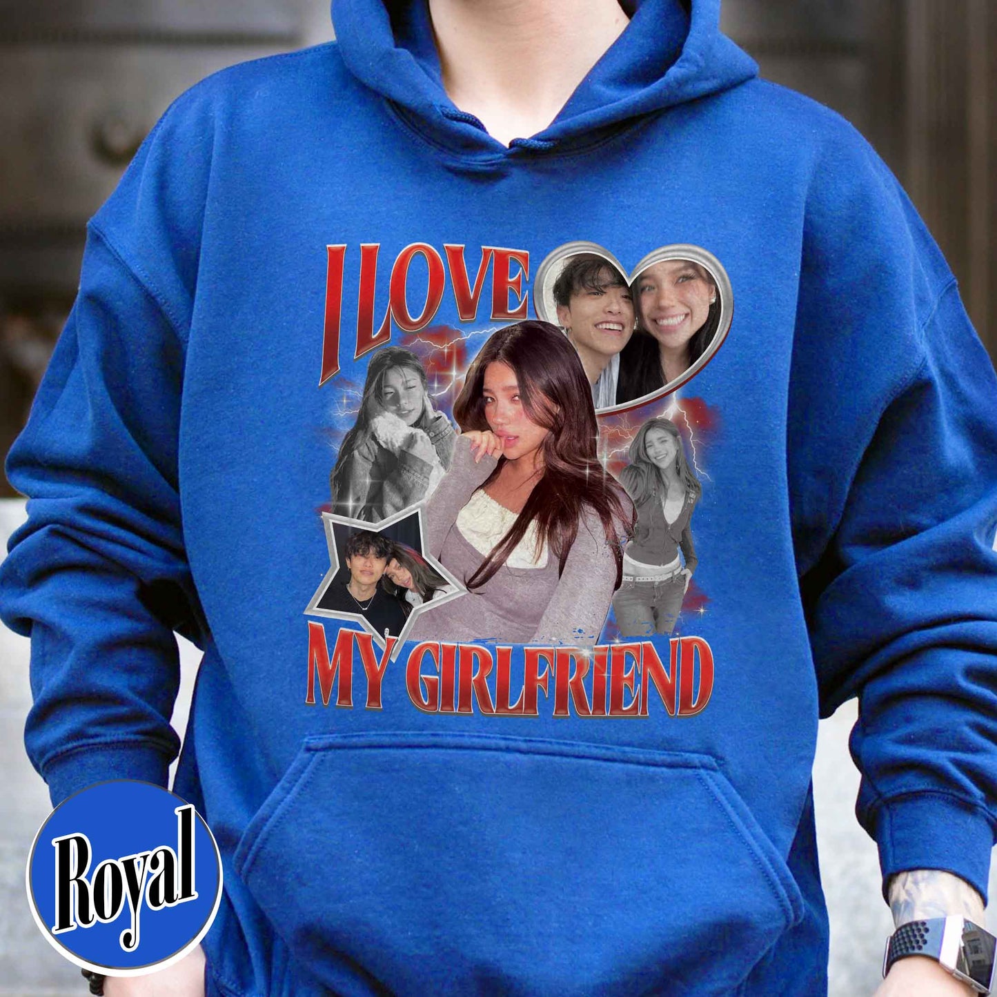 Valentine’s Day Hoodie, Custom I Love My Girlfriend Hoodie, Customm Photo Rap Hoodie