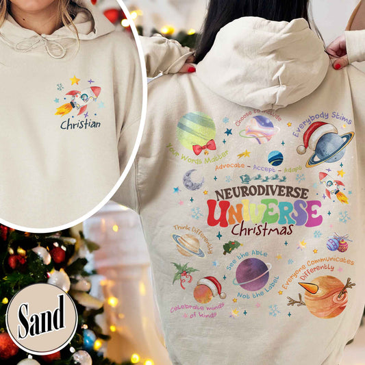 Neurodiverse Universe Christmas Hoodie, Just Let Me Stim Hoodie, Autism Awareness Hoodie, Sped Teacher Hoodie, Space Neurodiversity Hoodie