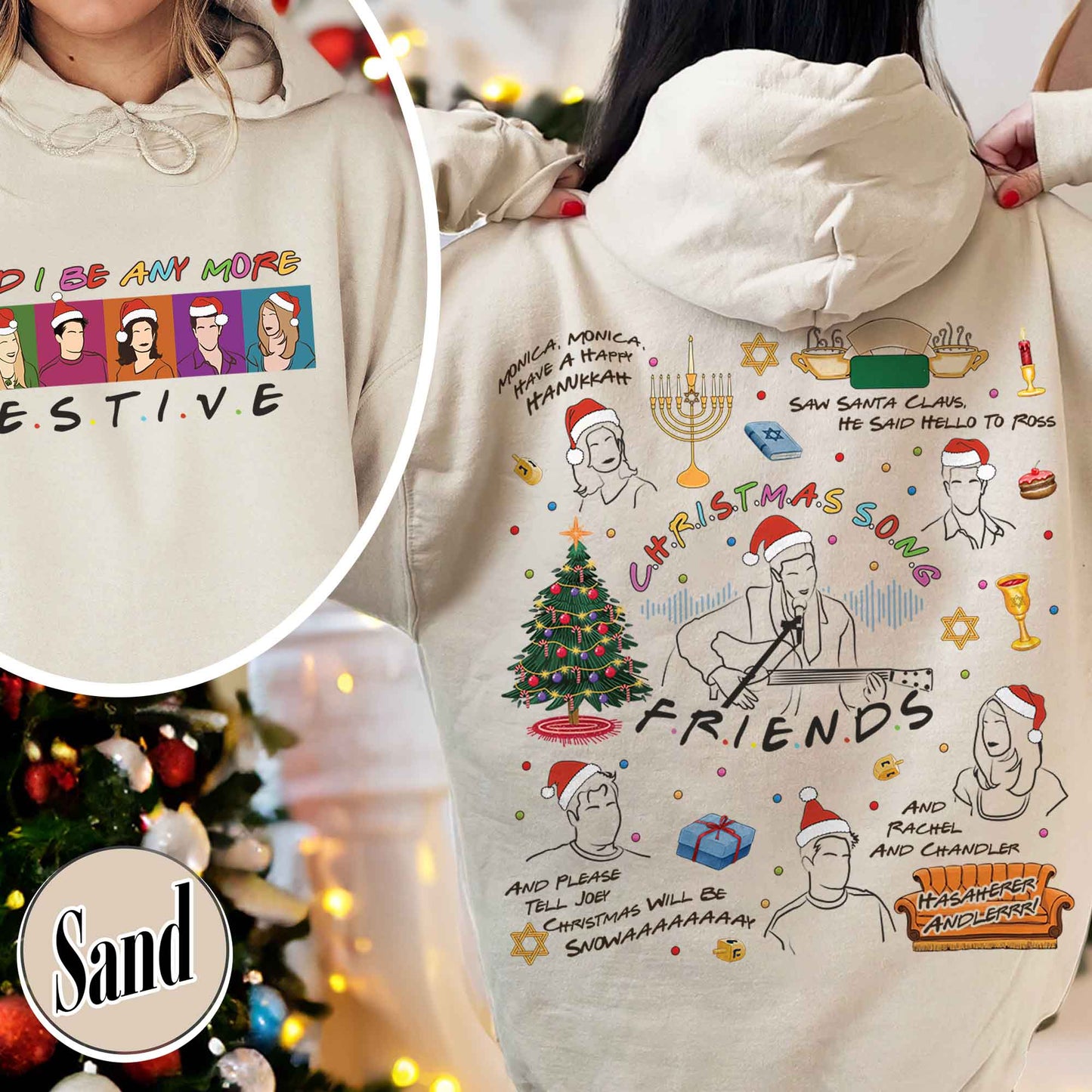 Friends Inspired Holiday Hoodie,Friends Inspired Holiday,Could I be any more Festive,Very Merry Christmas Party 2024,Hannukah Hoodie Funny