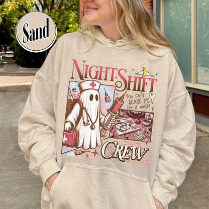 Halloween RN Hoodie, Night Shift Crew Ghost Hoodie, Registered Nurse Halloween Hoodie