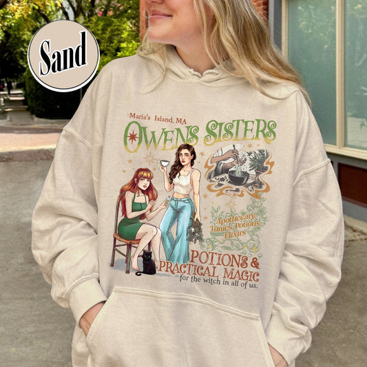 Salem Apothecary Halloween Hoodie, Owens Sisters Apothecary Witchy Hoodie