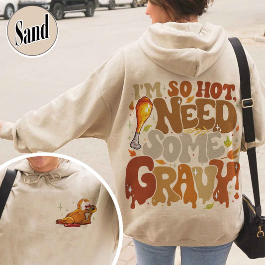 Couple Matching Thanksgiving Hoodie, Thanksgiving Couples Hoodie, Thanksgiving Hoodie for Couples, Gravy and Turkey Couple Hoodie, Im So Hot Hoodie