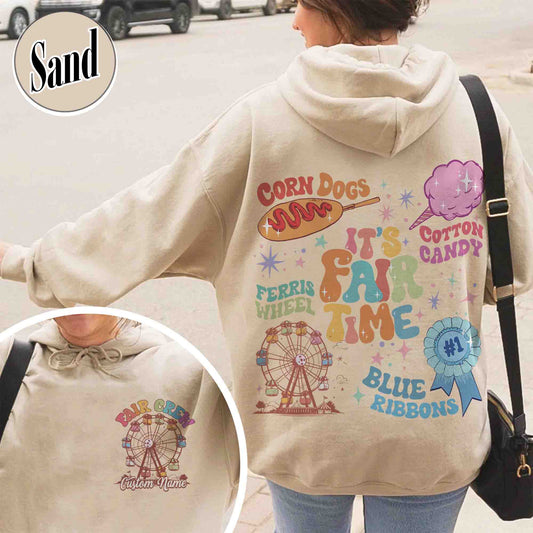 Carnival Hoodie, It’s Fair Time Hoodie, Cotton Candy Corn Dogs Wheel Blue Ribbon Hoodie