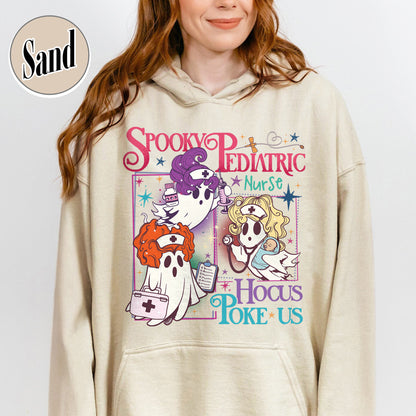 Halloween PEDs Nurse Hoodie, Hocus Poke Us Witch Nurse Hoodie, Spooky Pediatric Nurse Hoodie