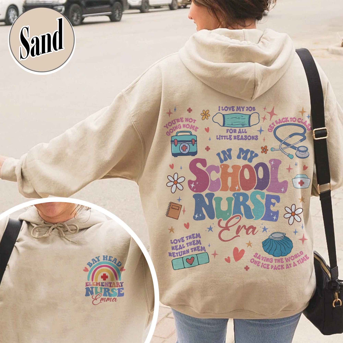 Personalized School Nurse Hoodie, Custom Nurse Hoodies, Nursing School Hoodie, Nursing School Gift, in My Nursing School Era Hoodie