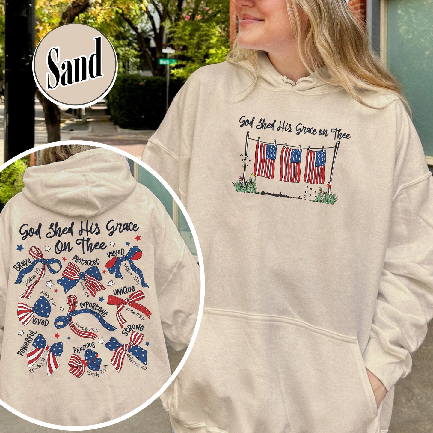 4th of July Hoodie, God Shed His Grace on Thee Hoodie, Christian Patriotic Sublimation Hoodie