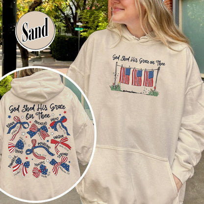 4th of July Hoodie, God Shed His Grace on Thee Hoodie, Christian Patriotic Sublimation Hoodie