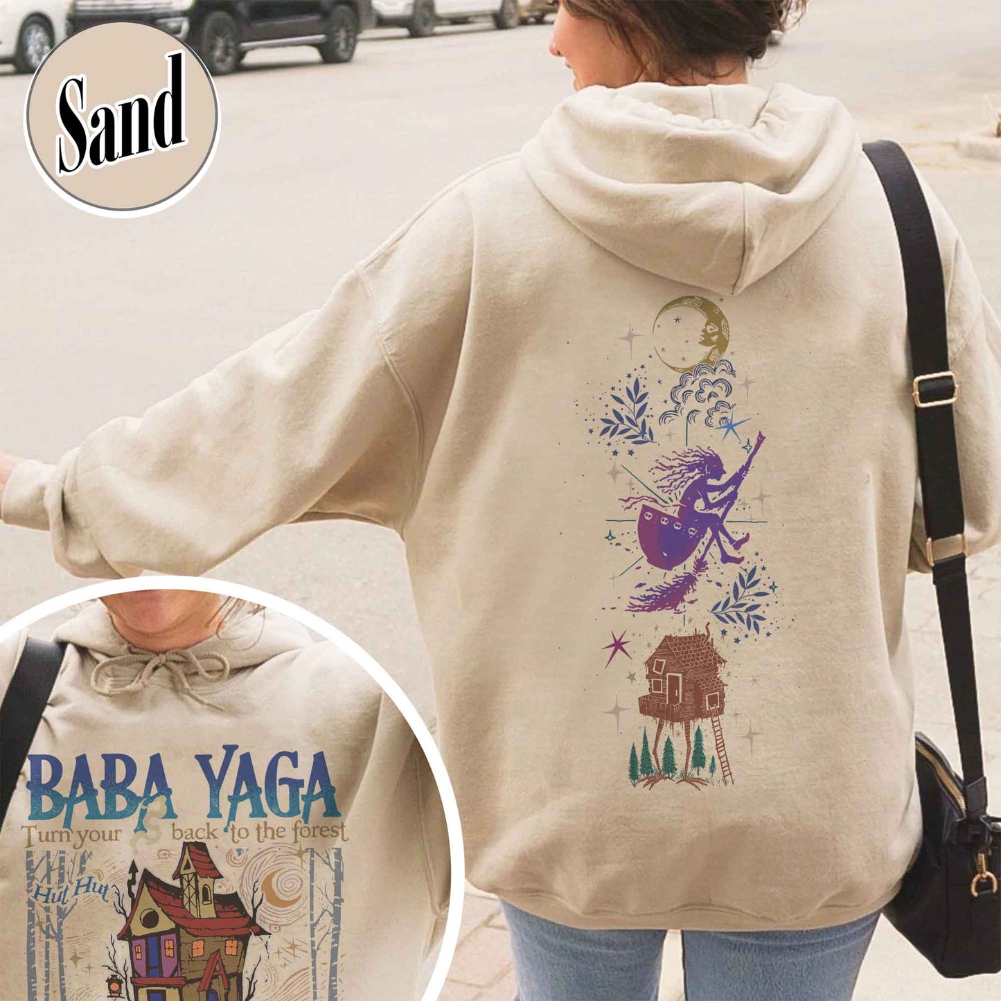 Baba Yaga Hoodie, Baba Yaga House Hoodie, Fairy Tale Hoodie, Baba Yaga Hut, Warm Slavic Folklore Graphic Hoodie for Witches