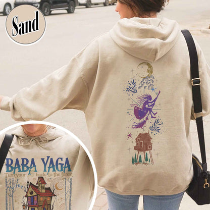 Baba Yaga Hoodie, Baba Yaga House Hoodie, Fairy Tale Hoodie, Baba Yaga Hut, Warm Slavic Folklore Graphic Hoodie for Witches