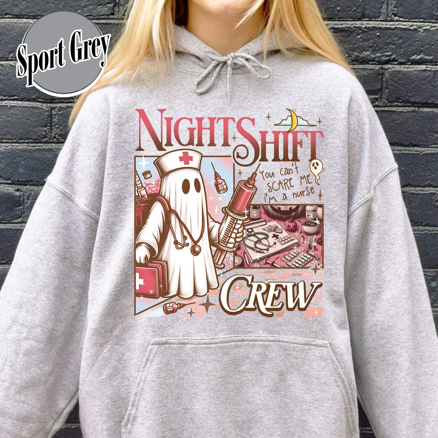 Halloween RN Hoodie, Night Shift Crew Ghost Hoodie, Registered Nurse Halloween Hoodie