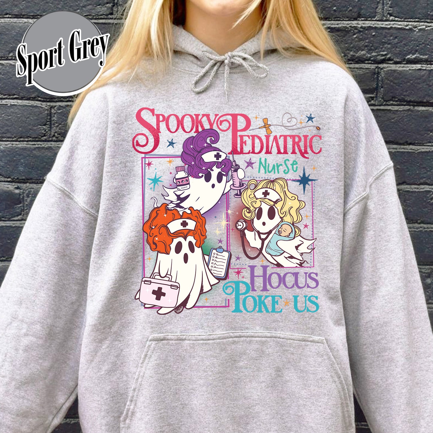 Halloween PEDs Nurse Hoodie, Hocus Poke Us Witch Nurse Hoodie, Spooky Pediatric Nurse Hoodie