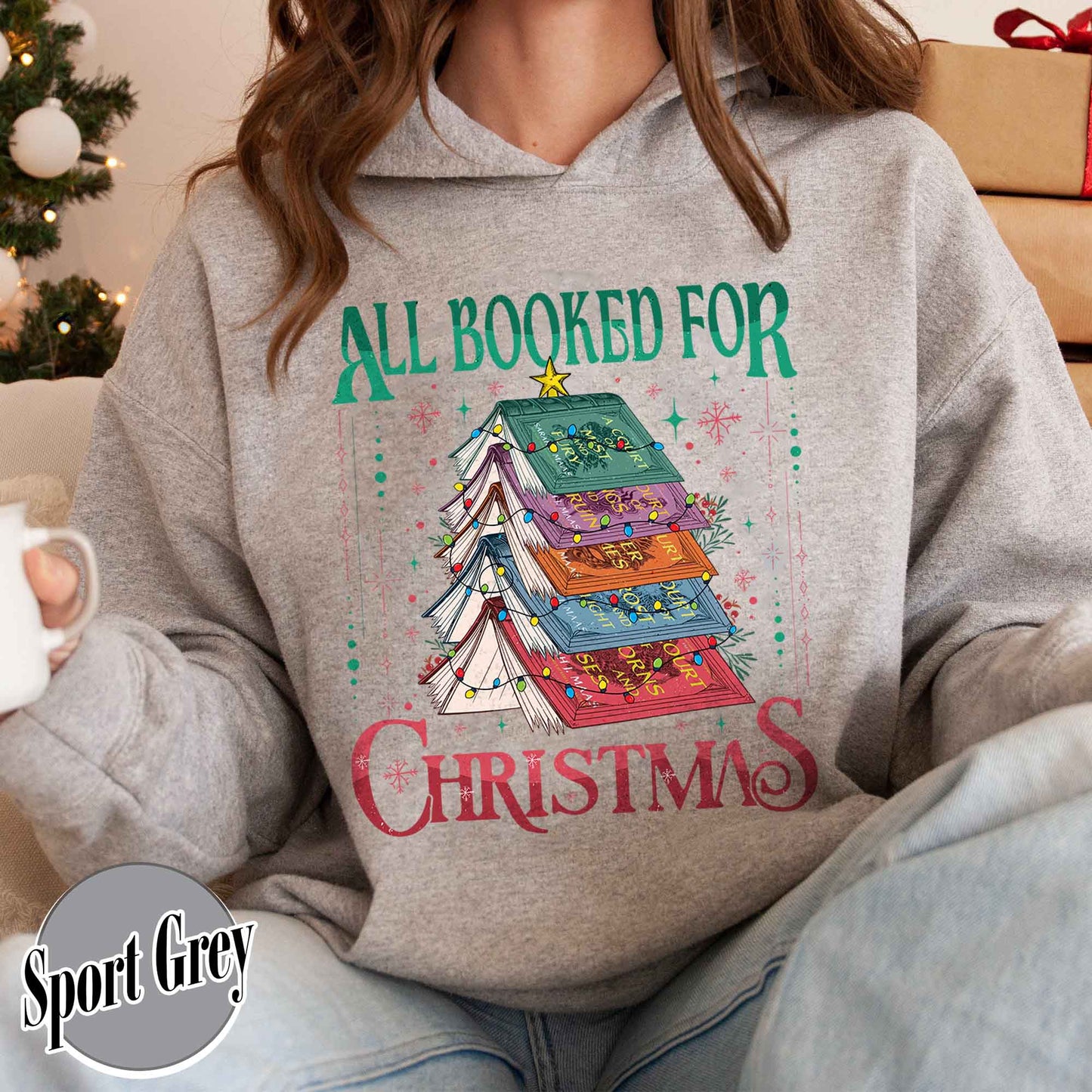 All Booked for Christmas Hoodie, ACOTAR, TOG, Dark Romance Hoodie, ACOTAR All Booked for Christmas Hoodie, Dragon Rider, Book Christmas Tree Hoodie