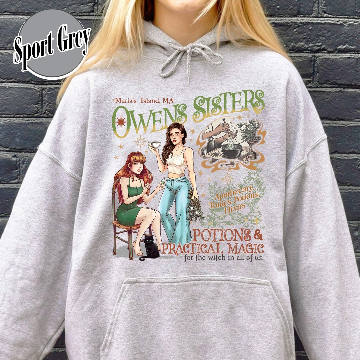 Salem Apothecary Halloween Hoodie, Owens Sisters Apothecary Witchy Hoodie