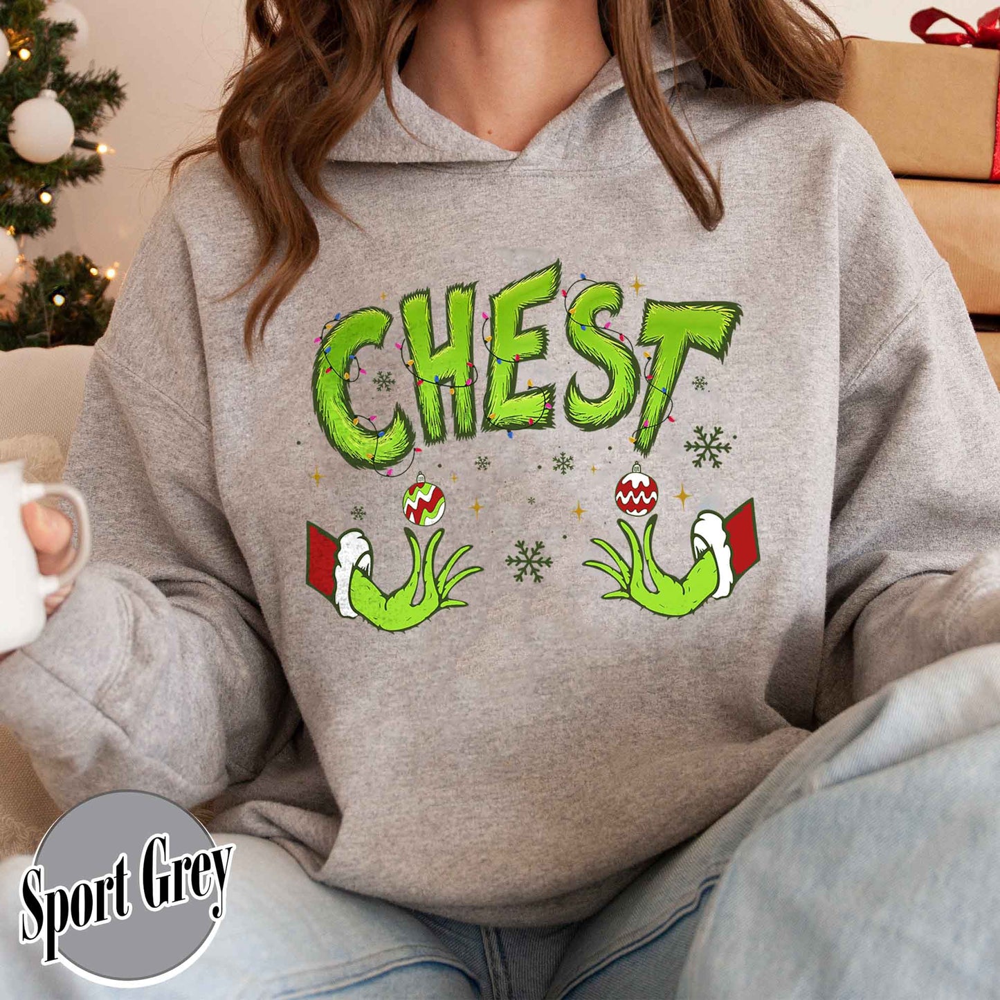 Chest Nuts Couples Matching Hoodie, Funny Couple Christmas Hoodie, Matching Christmas Outfits Boyfriend Girlfriend, Chest Nuts Christmas Hoodie