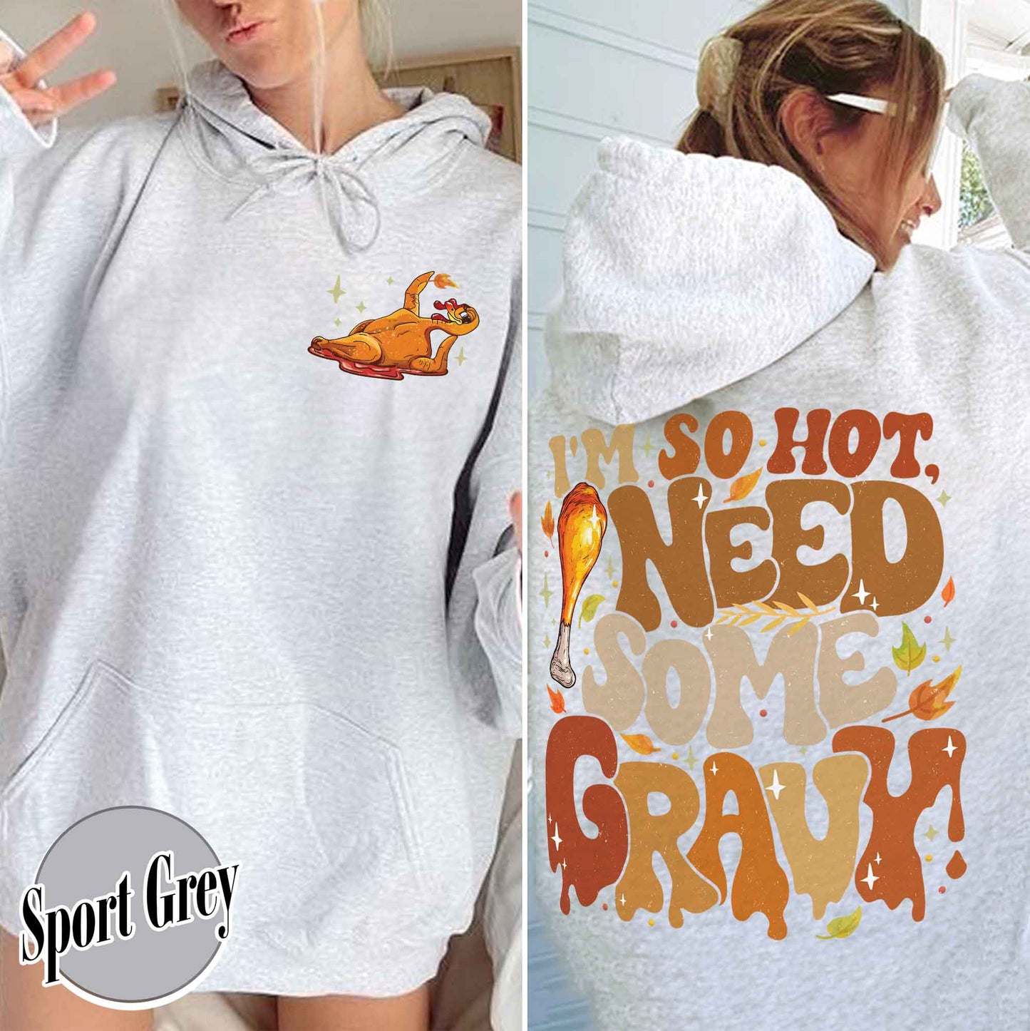 Couple Matching Thanksgiving Hoodie, Thanksgiving Couples Hoodie, Thanksgiving Hoodie for Couples, Gravy and Turkey Couple Hoodie, Im So Hot Hoodie