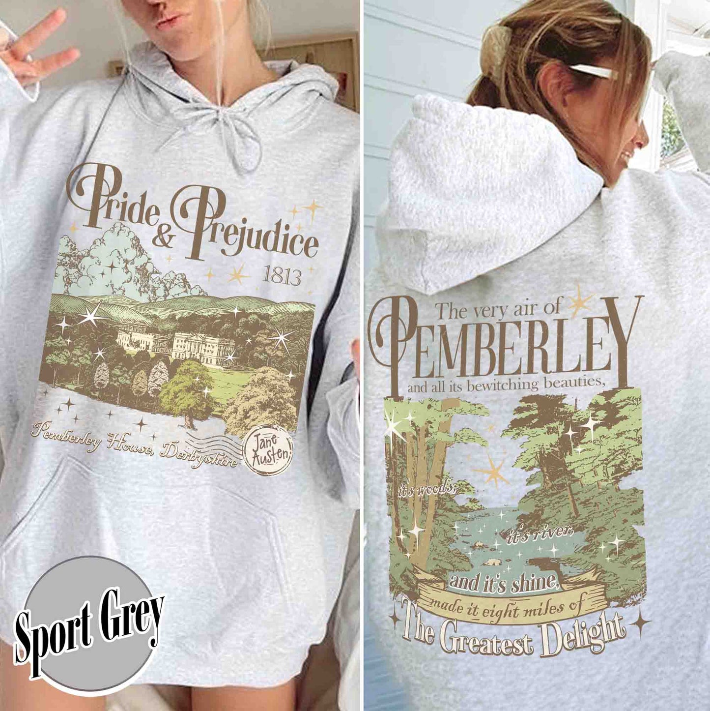 Bookish Hoodie, Pemberley Est 1813 Hoodie, Pride and Prejudice Hoodie, Jane Austen Mr Darcy Hoodie
