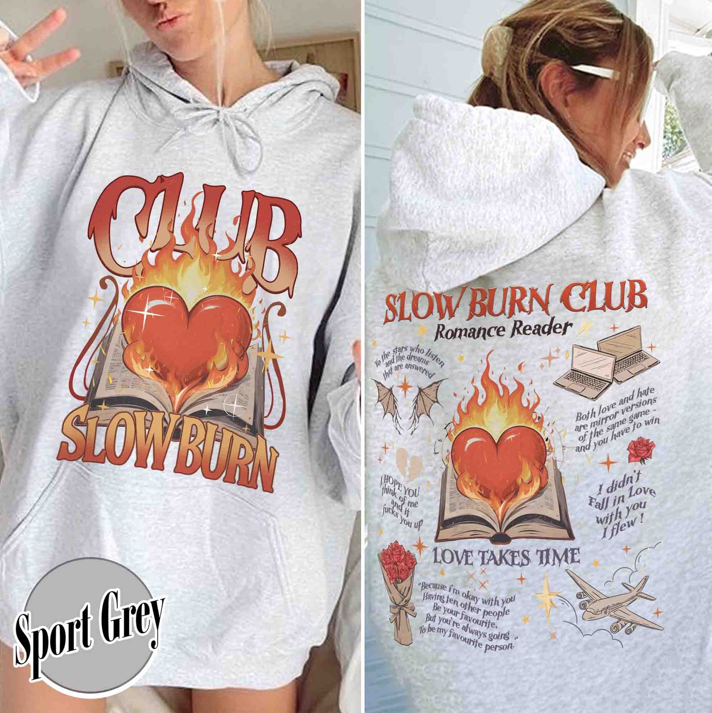 Bookish Hoodie, Slow Burn Book Club Hoodie, Romance Reader Book Club Hoodie