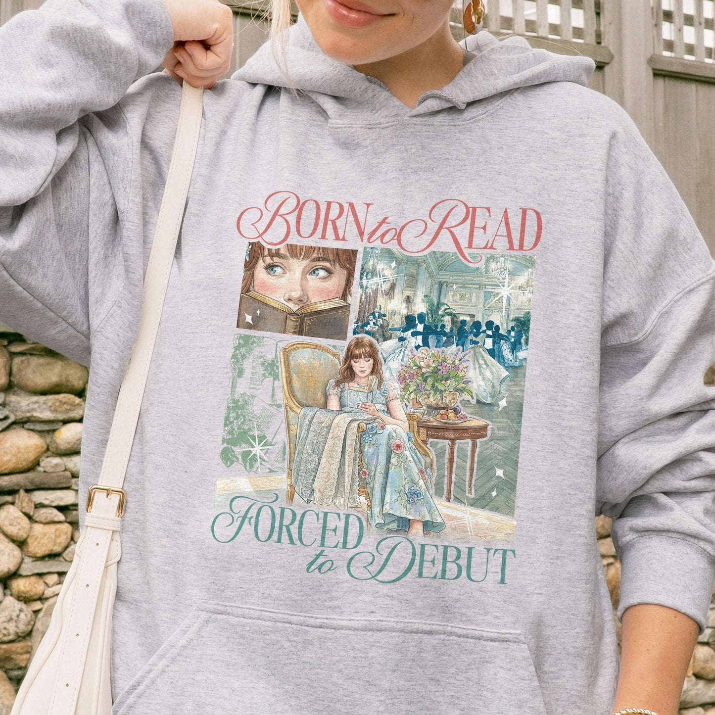 Born to Read, Forced to Debut – Eloise Bridgerton Inspired – Regency Book Lover Aesthetic Hoodie