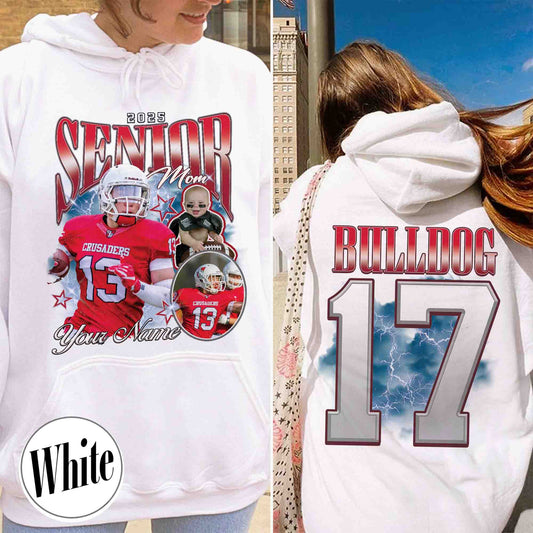 Custom Senior Football Mom Hoodie, Senior Football Mom 2025, Mom of a Senior Football, Custom Football Hoodie With Photo, Bootleg Sports Hoodie