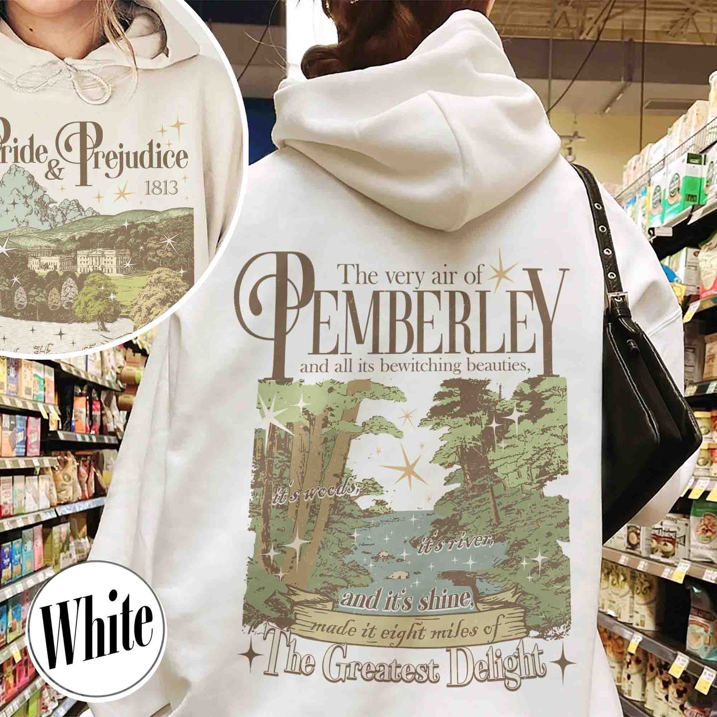 Bookish Hoodie, Pemberley Est 1813 Hoodie, Pride and Prejudice Hoodie, Jane Austen Mr Darcy Hoodie
