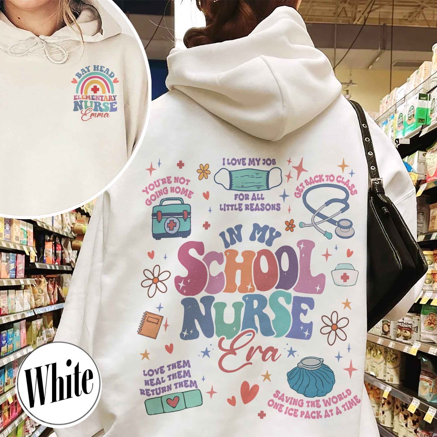 Personalized School Nurse Hoodie, Custom Nurse Hoodies, Nursing School Hoodie, Nursing School Gift, in My Nursing School Era Hoodie