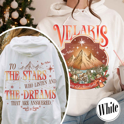 Velaris City of Starlight Two-Sided Hoodie, Velaris Hoodie Comfort Colors, Velaris City Starlight Hoodie, City of Velaris, Velaris Christmas Hoodie