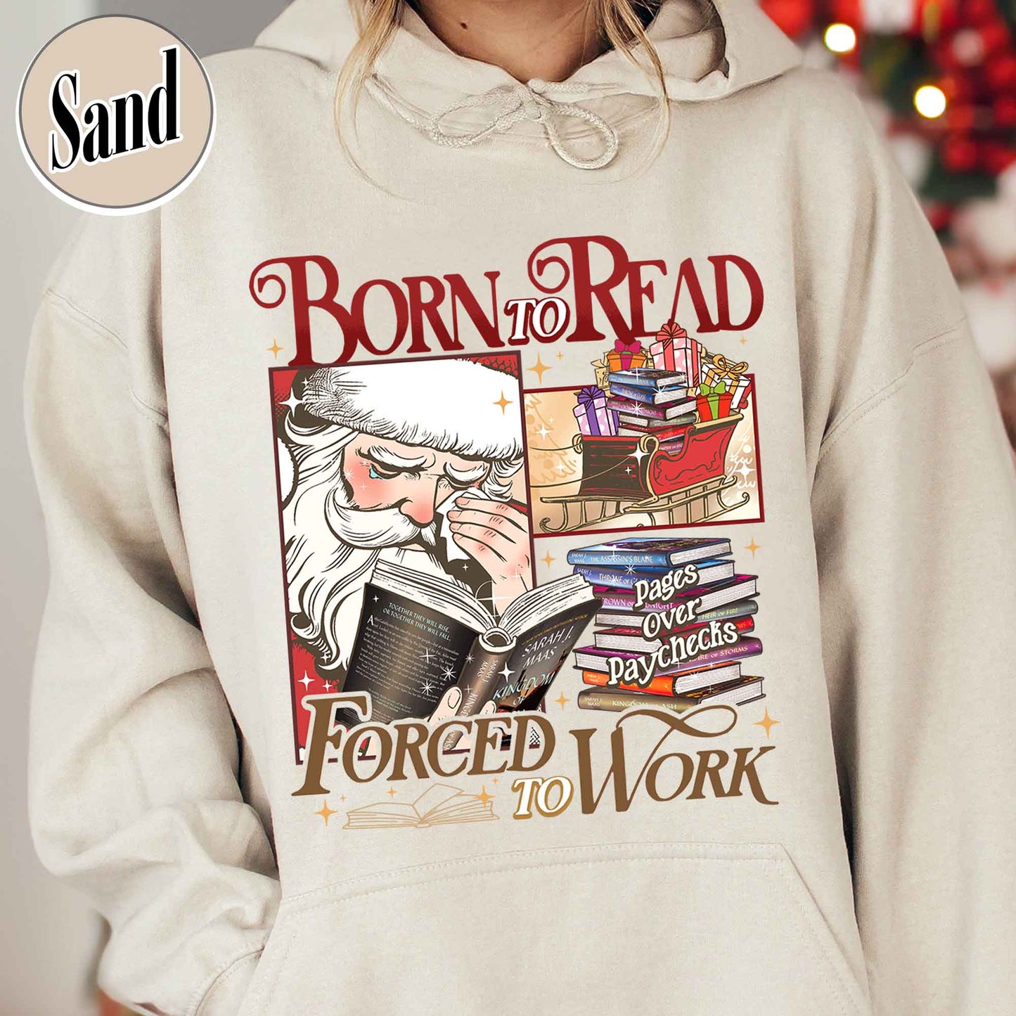 Christmas Born To Read Hoodie, Born To Read Forced To Work Hoodie, Born To Read Bookish Hoodie, Born To Read Forced Hoodie, Christmas Book Hoodie