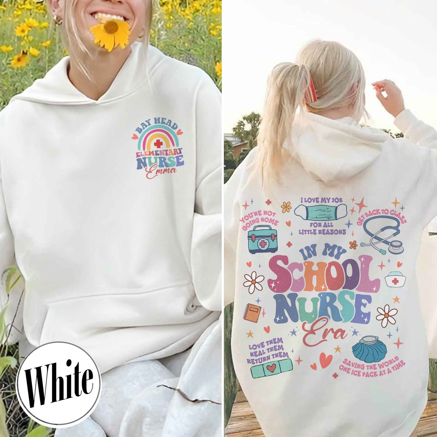 Personalized School Nurse Hoodie, Custom Nurse Hoodies, Nursing School Hoodie, Nursing School Gift, in My Nursing School Era Hoodie