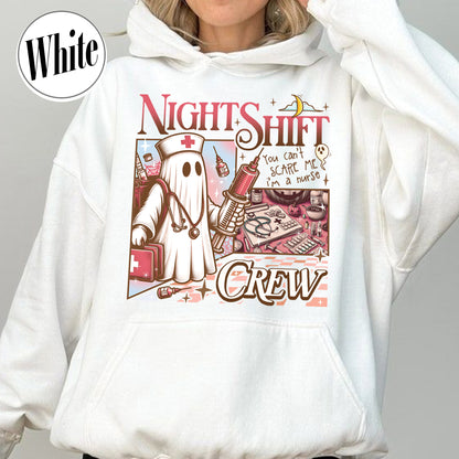 Halloween RN Hoodie, Night Shift Crew Ghost Hoodie, Registered Nurse Halloween Hoodie