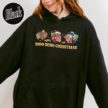 Christmas Animal Lover Hoodie, Moo Deng Lover Hoodie, Baby Hippo Hoodie, Baby Hippo Hoodie