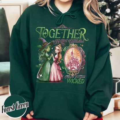 Wicked Change For Good Hoodie, Wicked Musical Movie Fan Xmas Gift, Wicked Glitter Hoodie, Witch Pink and Green Hoodie, Changed For Good wicked