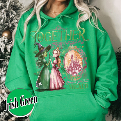 Wicked Change For Good Hoodie, Wicked Musical Movie Fan Xmas Gift, Wicked Glitter Hoodie, Witch Pink and Green Hoodie, Changed For Good wicked