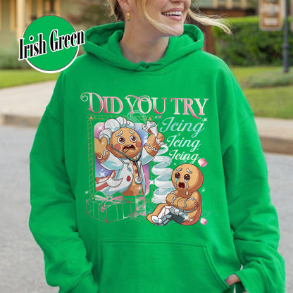 Nurse Health Care Christmas Hoodie, Did You Try Icing It Hoodie, Gingerbread Christmas Hoodie