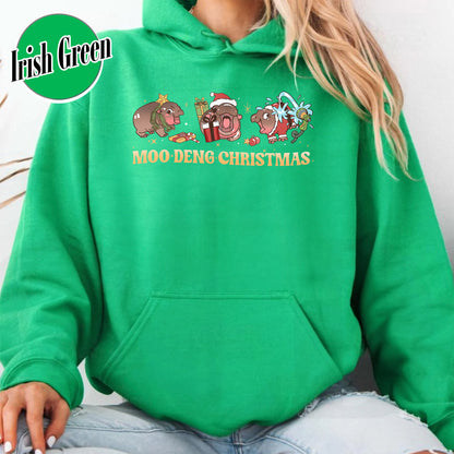 Christmas Animal Lover Hoodie, Moo Deng Lover Hoodie, Baby Hippo Hoodie, Baby Hippo Hoodie