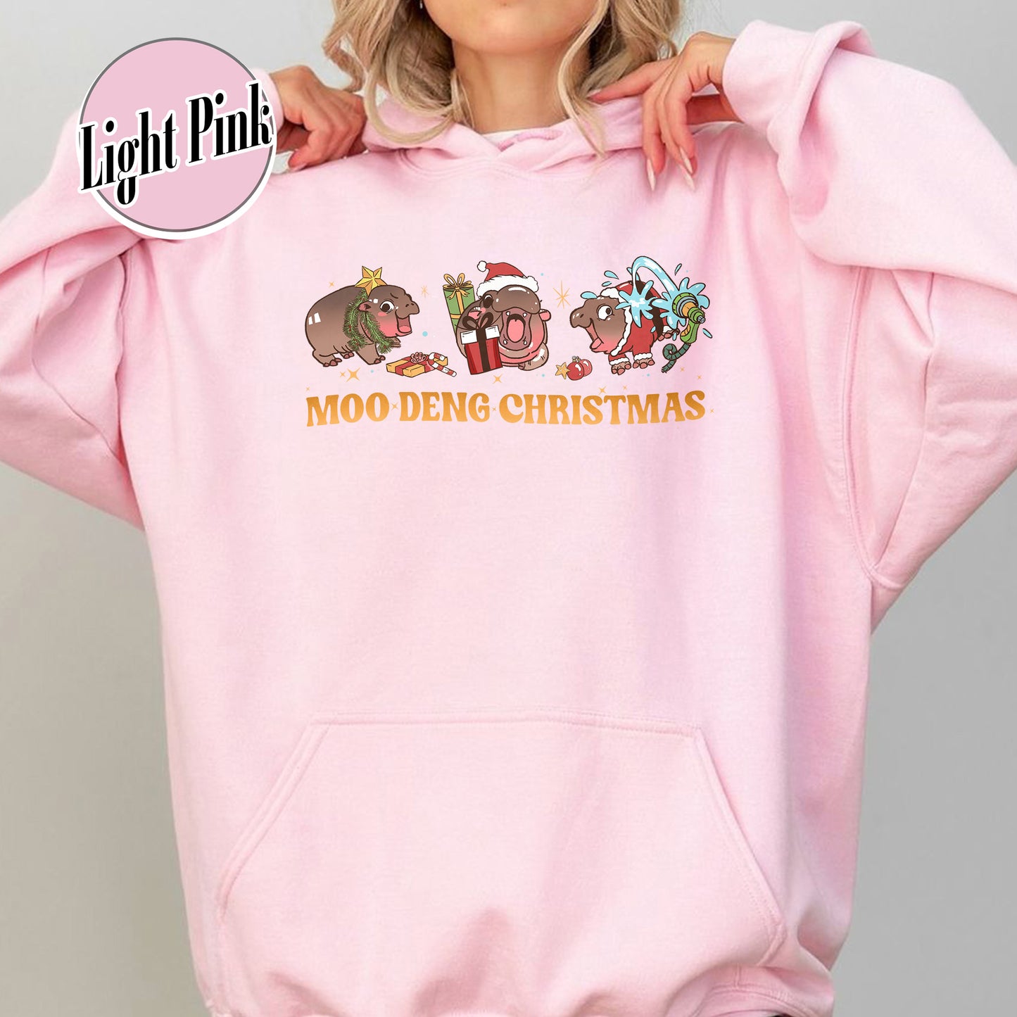 Christmas Animal Lover Hoodie, Moo Deng Lover Hoodie, Baby Hippo Hoodie, Baby Hippo Hoodie