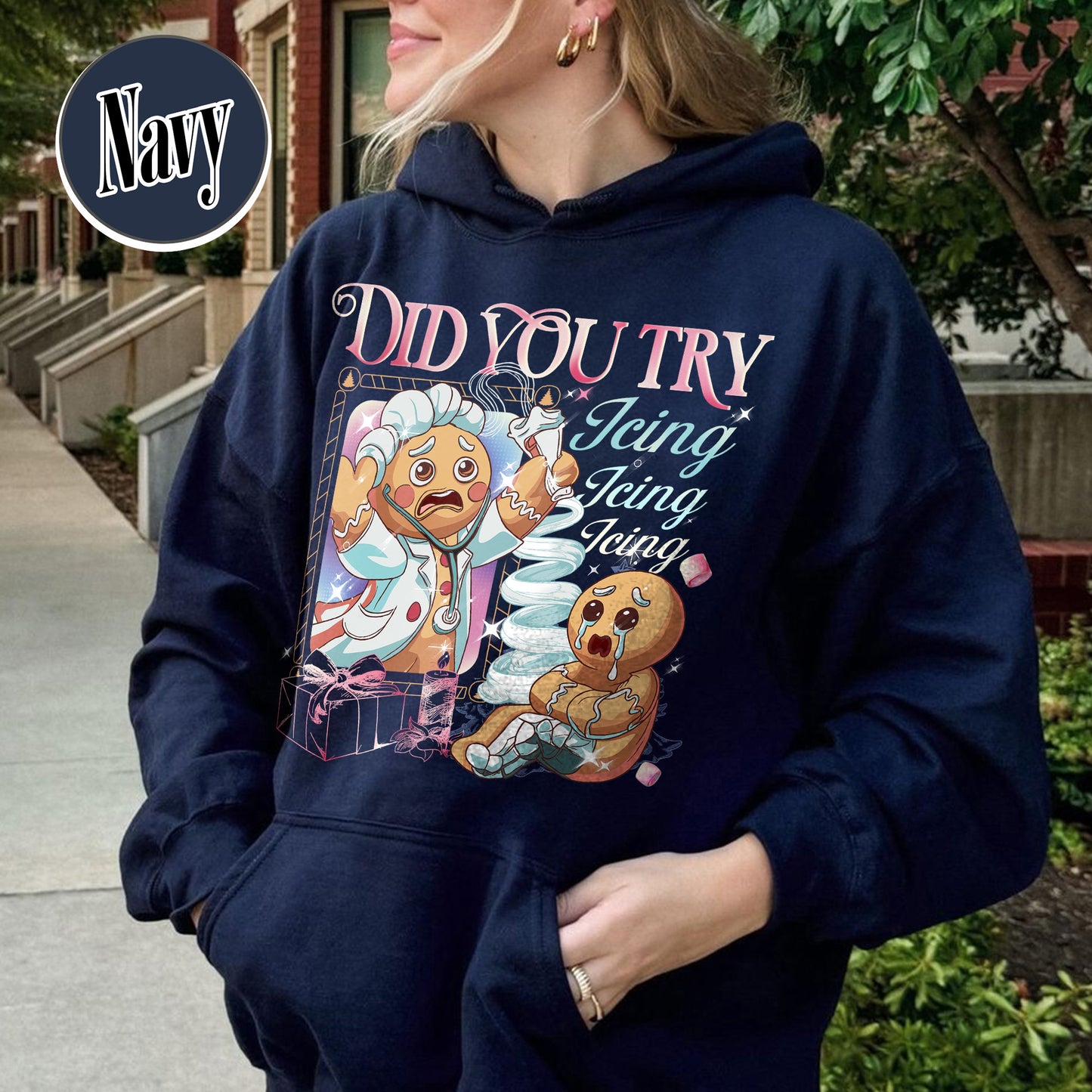 Nurse Health Care Christmas Hoodie, Did You Try Icing It Hoodie, Gingerbread Christmas Hoodie