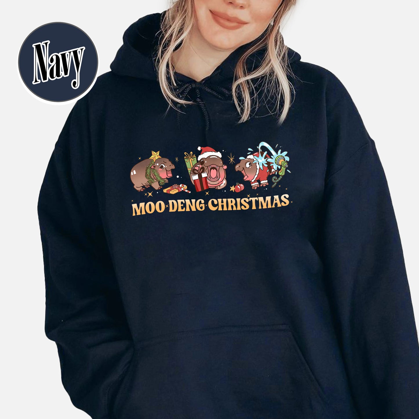 Christmas Animal Lover Hoodie, Moo Deng Lover Hoodie, Baby Hippo Hoodie, Baby Hippo Hoodie