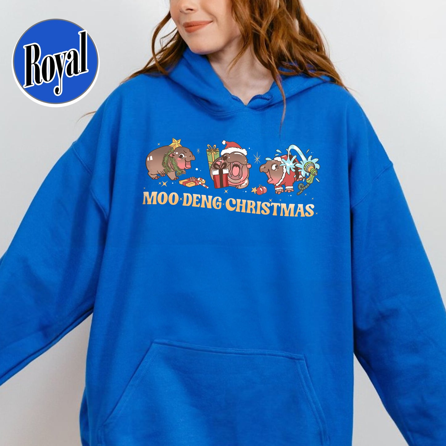 Christmas Animal Lover Hoodie, Moo Deng Lover Hoodie, Baby Hippo Hoodie, Baby Hippo Hoodie
