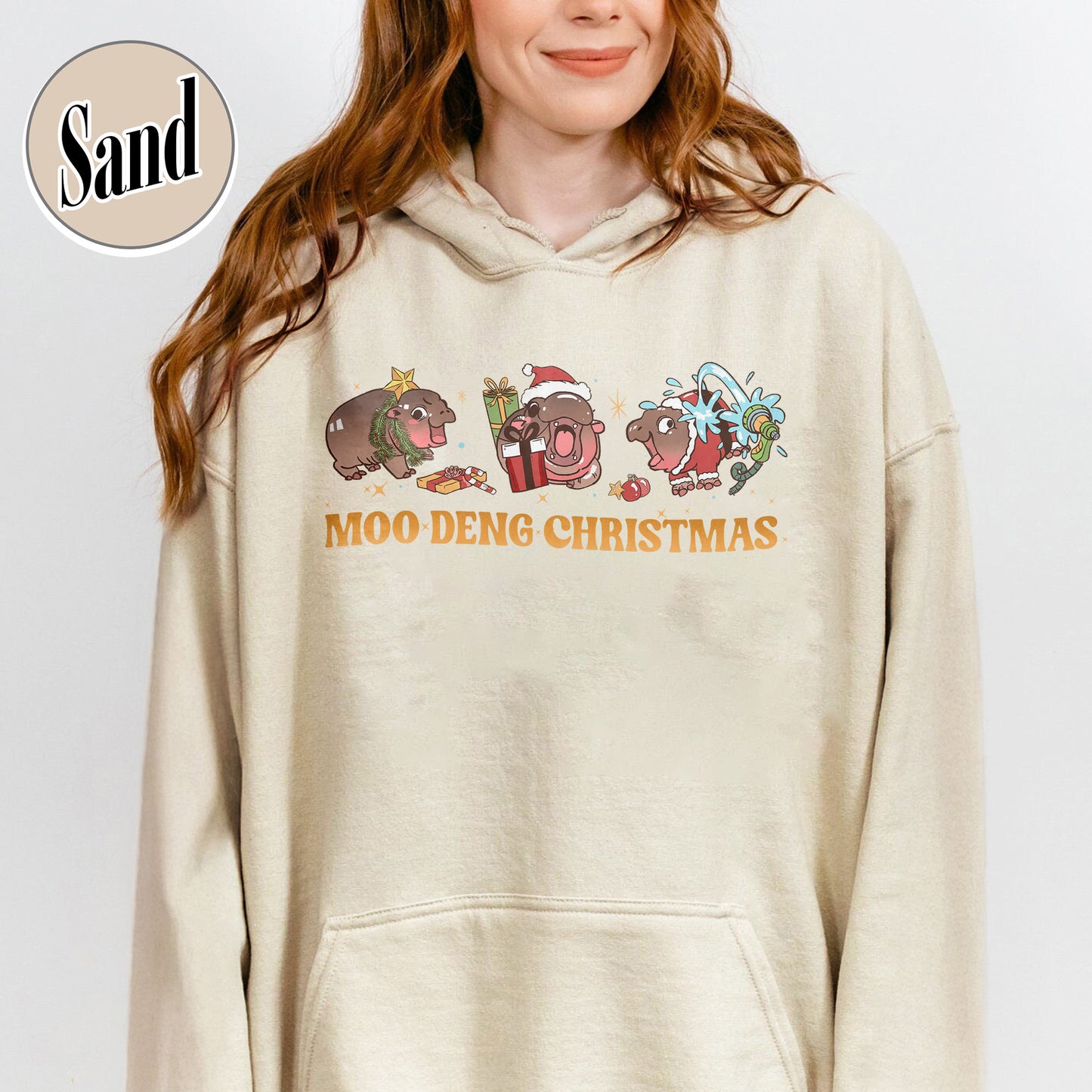 Christmas Animal Lover Hoodie, Moo Deng Lover Hoodie, Baby Hippo Hoodie, Baby Hippo Hoodie