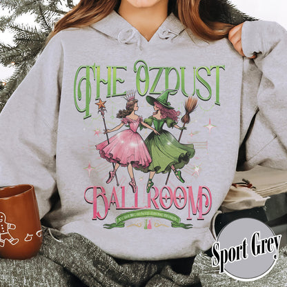 The Musical Ozdust Ballroom Hoodie, Dancing Through Life Shirt, Wicked Musical Shirt, Witch Broomstick Shirt, Green Witch Shirt, Pink Witch Shirt