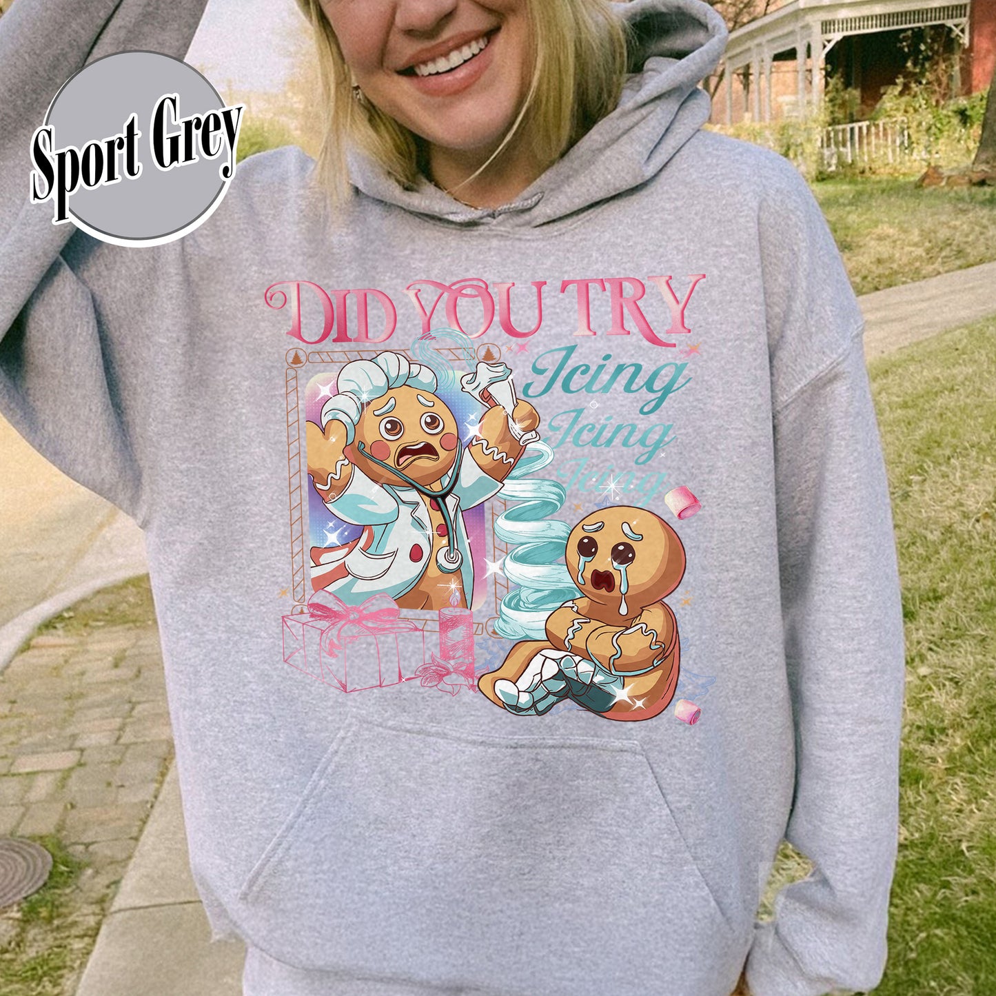 Nurse Health Care Christmas Hoodie, Did You Try Icing It Hoodie, Gingerbread Christmas Hoodie