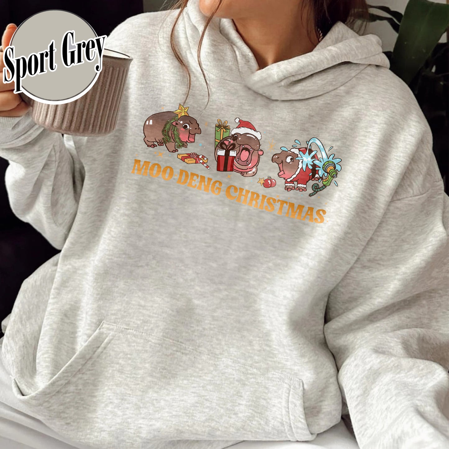 Christmas Animal Lover Hoodie, Moo Deng Lover Hoodie, Baby Hippo Hoodie, Baby Hippo Hoodie
