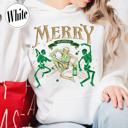 Merry Manmas Hoodie, Dancing Skeletons for Christmas Hoodie, Dancing Skeleton Christmas, Skeleton Christmas Tis the Season, Necromancer Hoodie