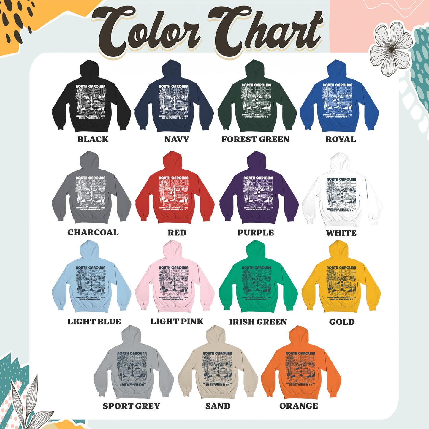 America 250 - USA 250th Anniversary - North Carolina - One Nation Since 1776 - American Heritage Hoodie